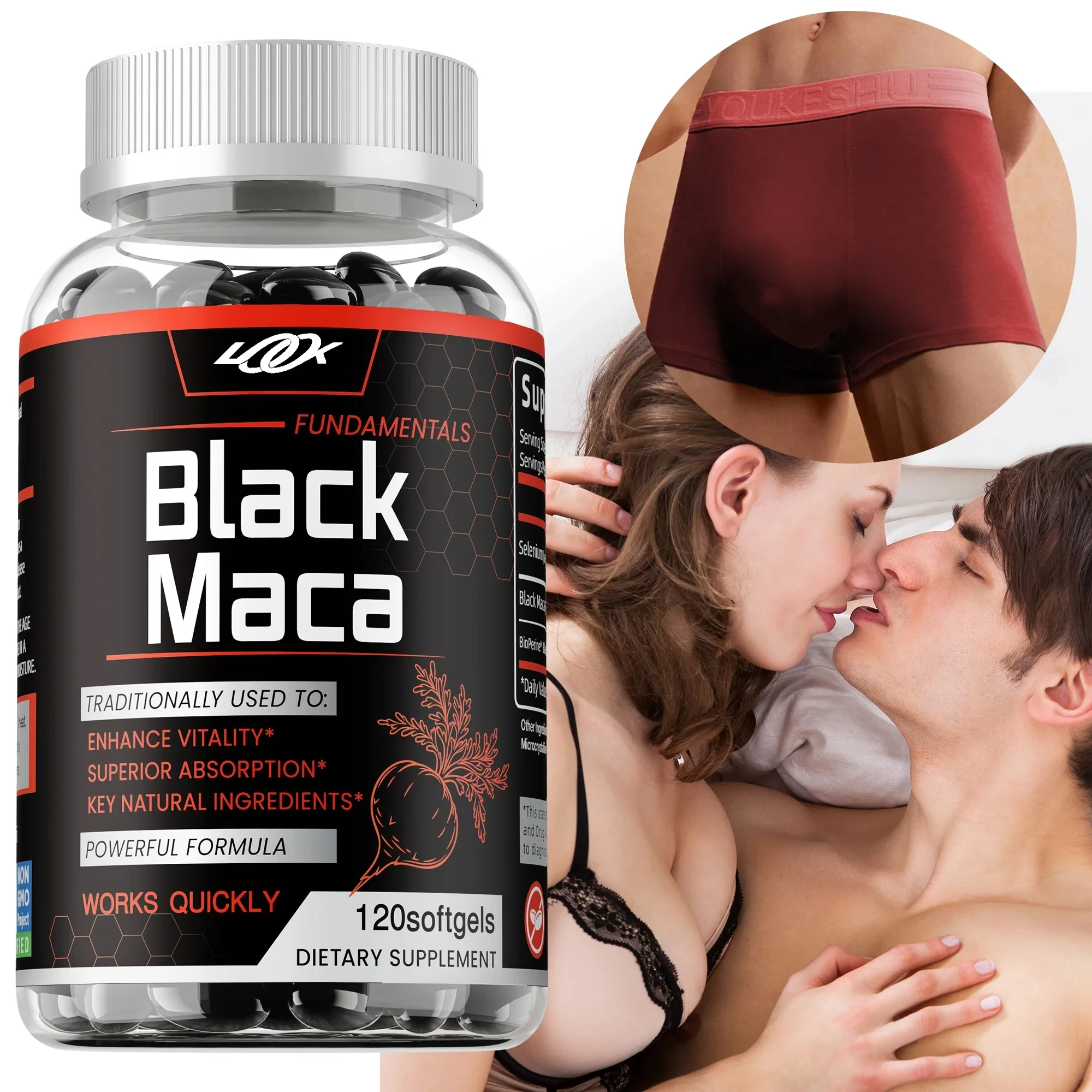 Black Maca Supplement - with Black Pepper, Natural Power and Stamina, Balances Hormones, Improve Sexual Performance