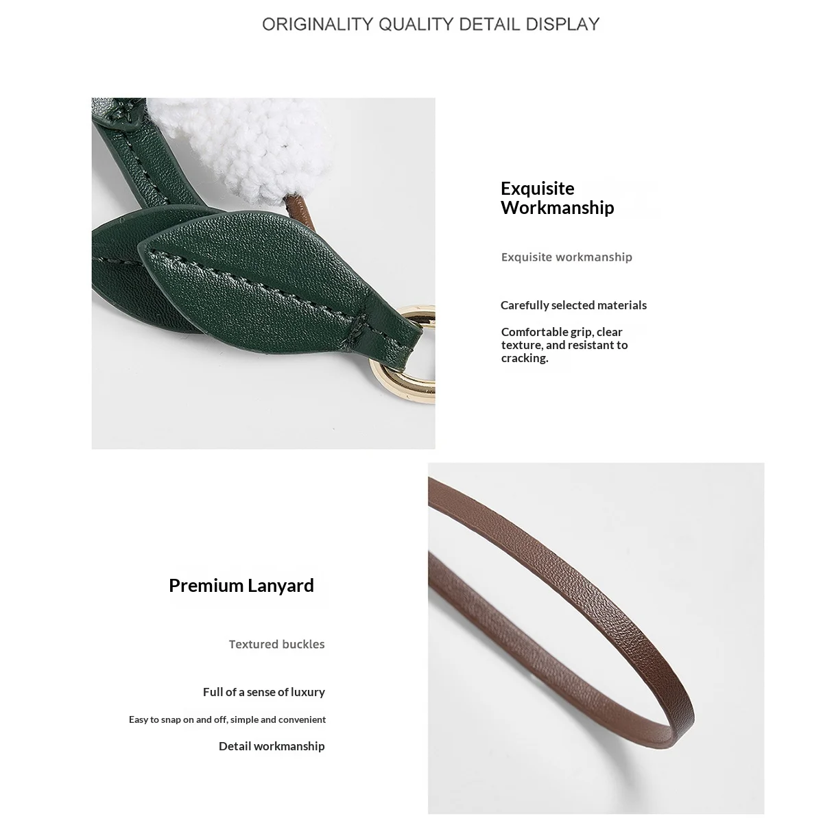 زنبق الوادي الأبيض حقيبة سحر اليدوية جلد البقر المنسوجة زهرة قلادة محبوك الراقية حقيبة الملحقات