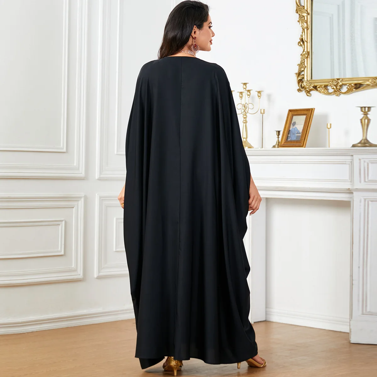 4044 Moda Allentato Dubai Abito Lungo da Donna Manica a Pipistrello Abito Musulmano Abito Plus Size Abaya Ramadan Dubai Lusso Islam Elegante