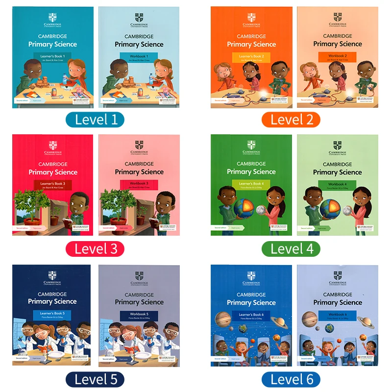 Cambridge Primary Science Level 1-6 Second Edition Color Printing Livros para estudantes + cadernos de exercícios