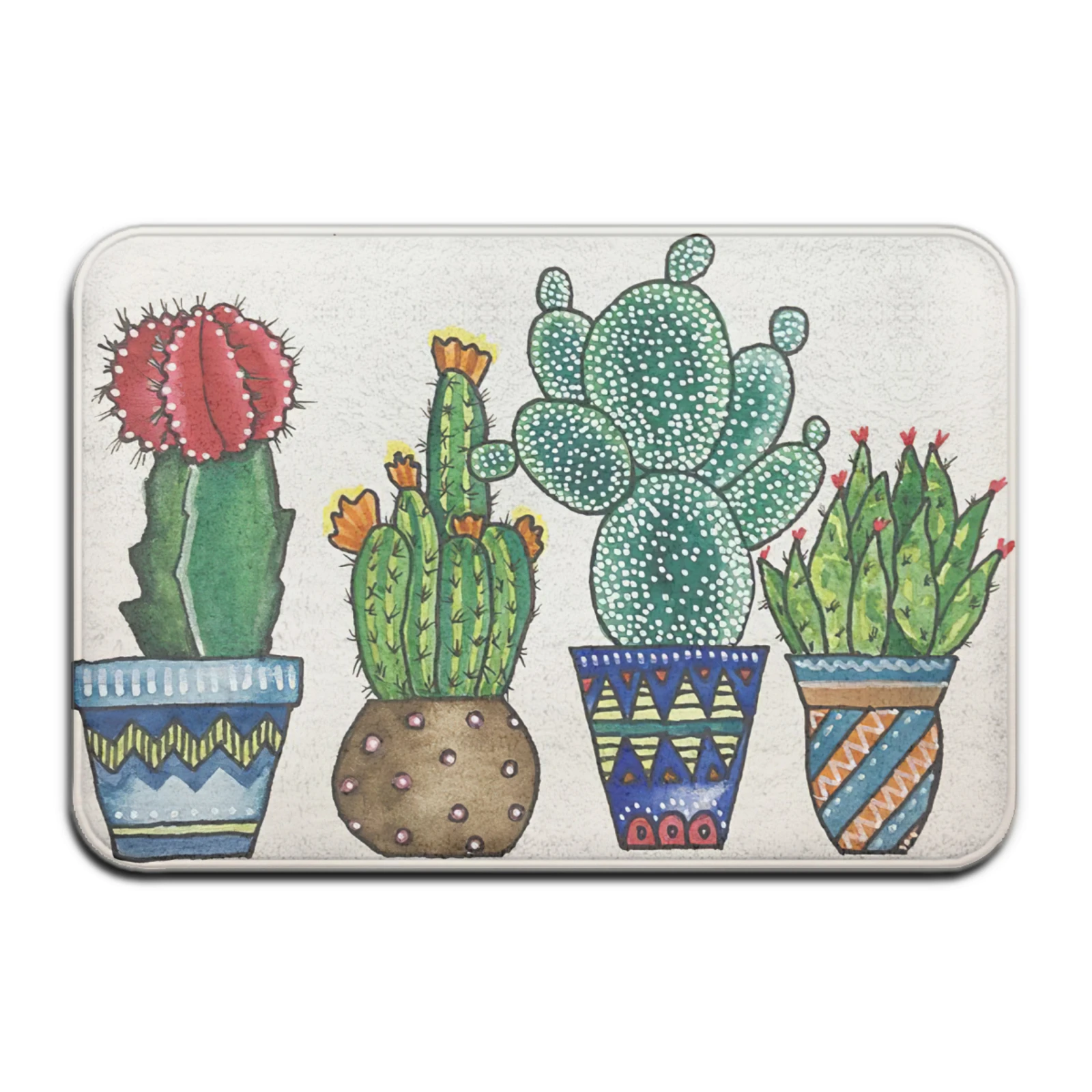 Cactus Watercolor Illustration Kitchen Mat Home Floor Mat Bathroom Indoor Doormat Anti-Slip Kitchen Floor Carpet Rug Long