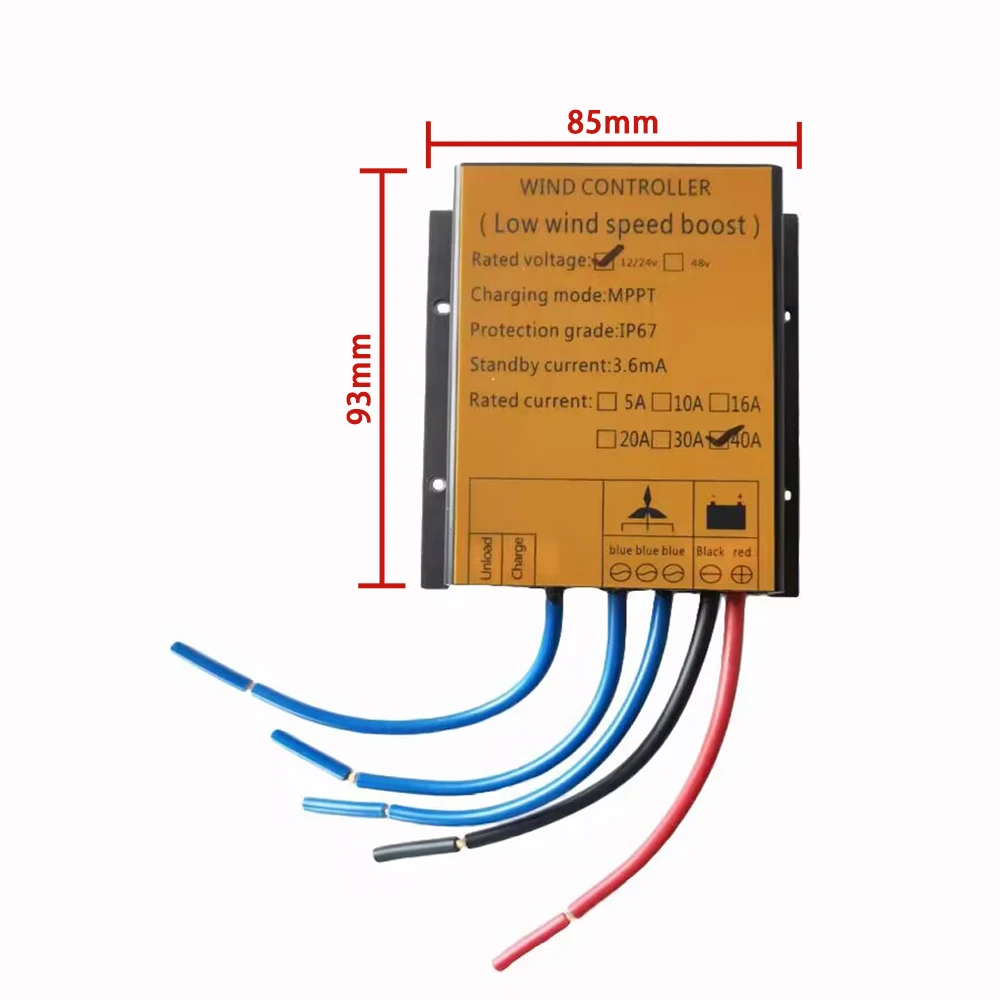 5A-40A  12V 24V 48V High Quality MPPT Wind Turbine Battery Charging Controller Low Wind Speed Boost Waterproof Heat Dissipation