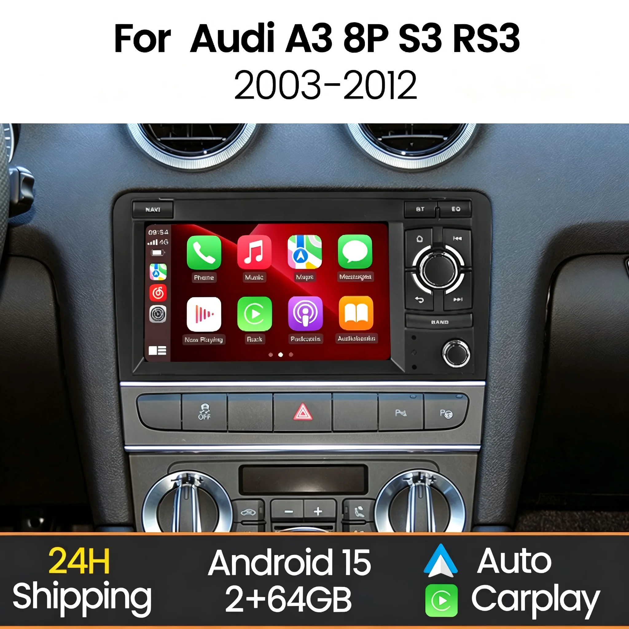 MEKEDE 7 "Android Auto Car Radio for Audi A3 8P 2003-2012 S3 RS3 Wireless Carplay Car Multimedia Player RDS GPS 2din Autoradio