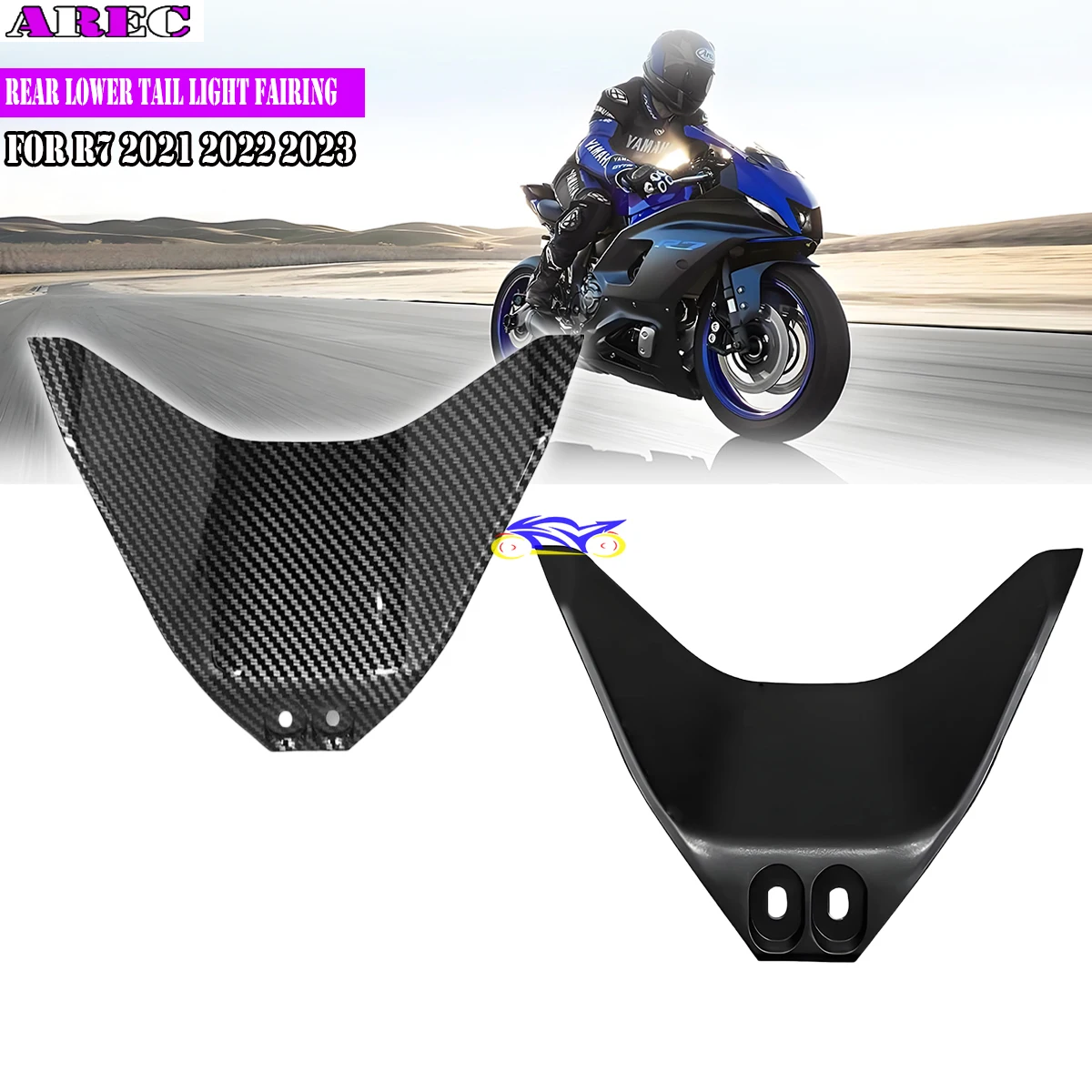 

Motorcycle For YAMAHA YZF R7 2021-2024 YZF-R7 Matte Black And Carbon Fiber Pattern Rear Lower Tail Light Fairing Cowl Fairing