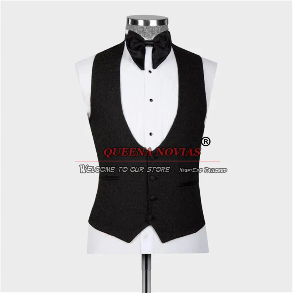 Groom Tuxedo Formal Wedding Suits Luxury Crystals Jewelried Jacquard Jacket Vest Pants 3 Pieces Formal Prom Beading Blazer Set