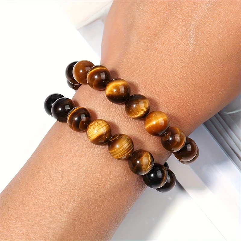 Großhandel Tigerauge-Perlen aus Naturstein, Runde Lose Perlen für Schmuckherstellung, DIY Charm-Armbänder, Halsketten, Geschenke – Detail 4