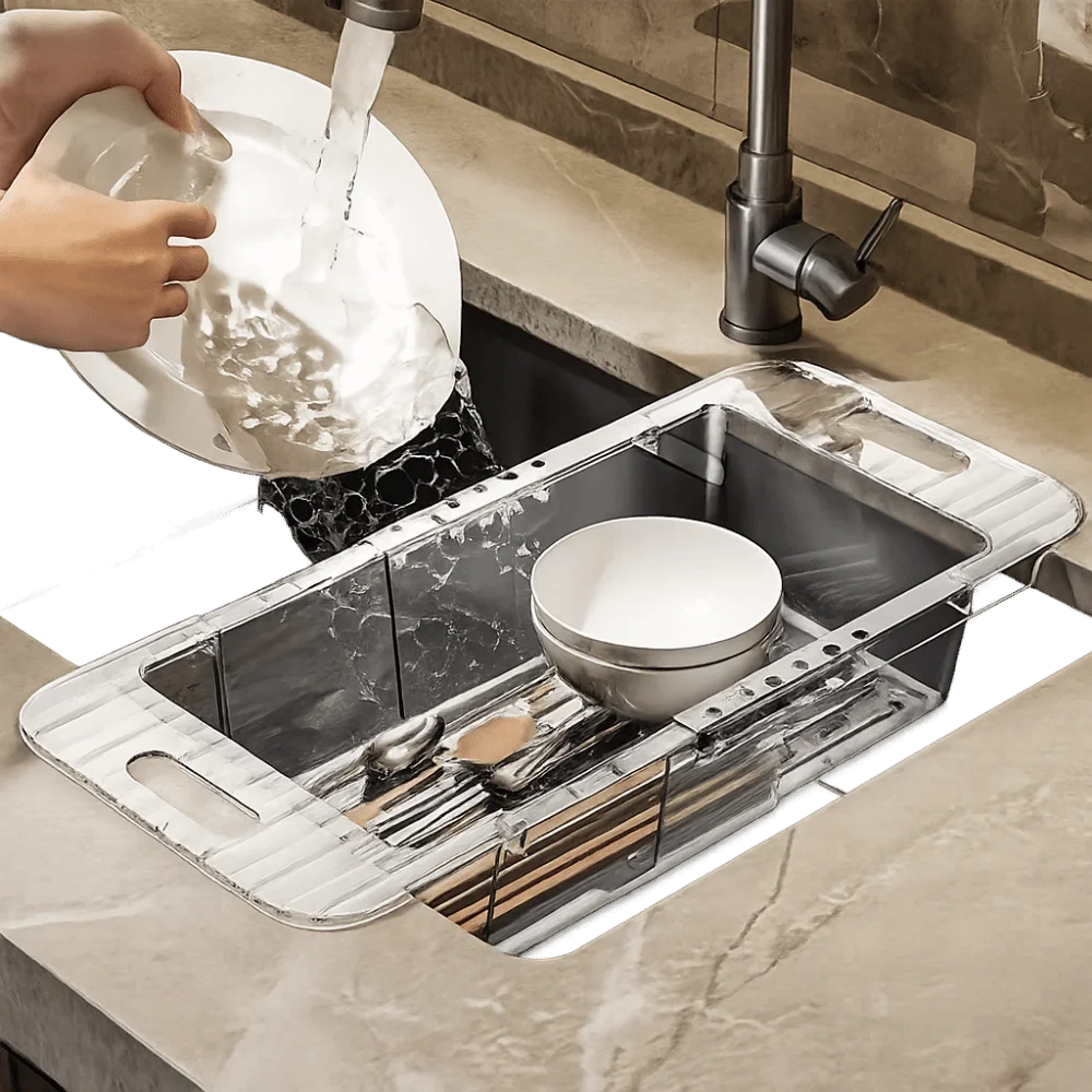 

Telescopic Kitchen Drainage Basket Space-Saving Household Retractable Drainage Rack Flexible Vegetable Washing Basin Sink