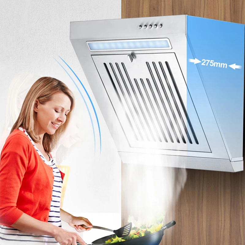230w mini faixa de sucção lateral capô painel de aço inoxidável pendurado ventilador doméstico 400mm cozinha exaustão exaustor capas 220v
