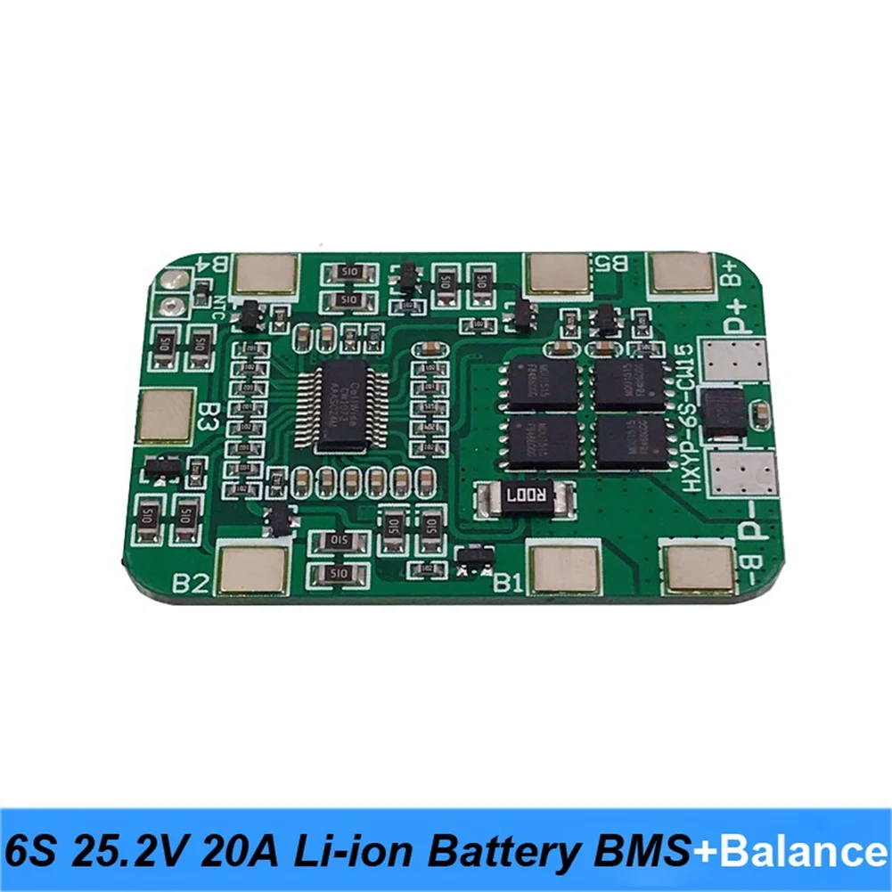 6S 25.2V 20A BMS Lithium Battery Board with Balancing for 25V Screwdriver and 24V Battery Pack Use