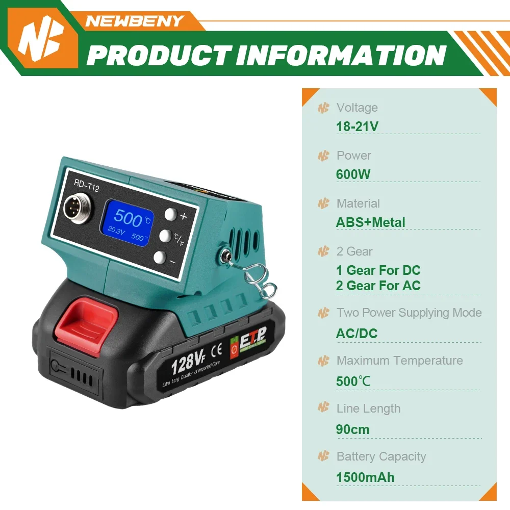 500°C Electric Soldering Iron Temperature Adjustable LED Display DC/AC 2 Power Mode.For Makita 18V Battery Welding Equipment