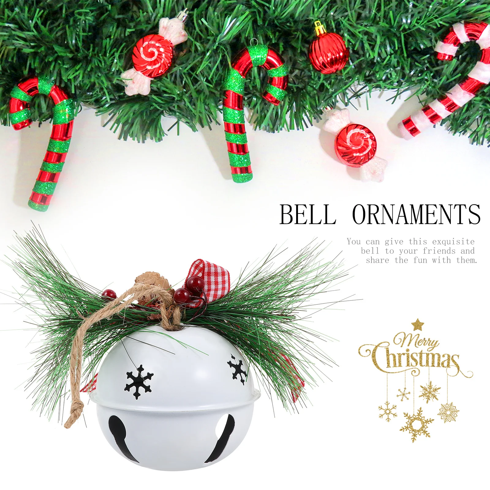 

1pc Christmas Santa Bell Decor Premium Craft Holiday Ornament Smooth Edge Diy Pendant For Tree Party Decoration Bells