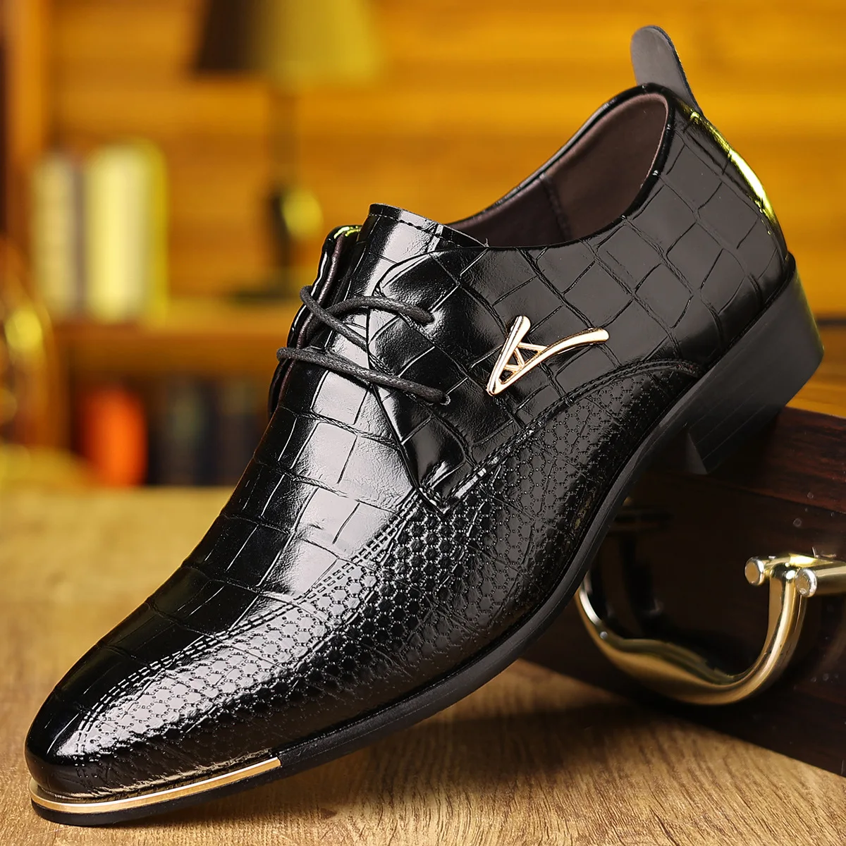 

Men's leather shoes, retro pointed-toe Korean style, versatile, young groom and best man wedding shoes, business formal shoes