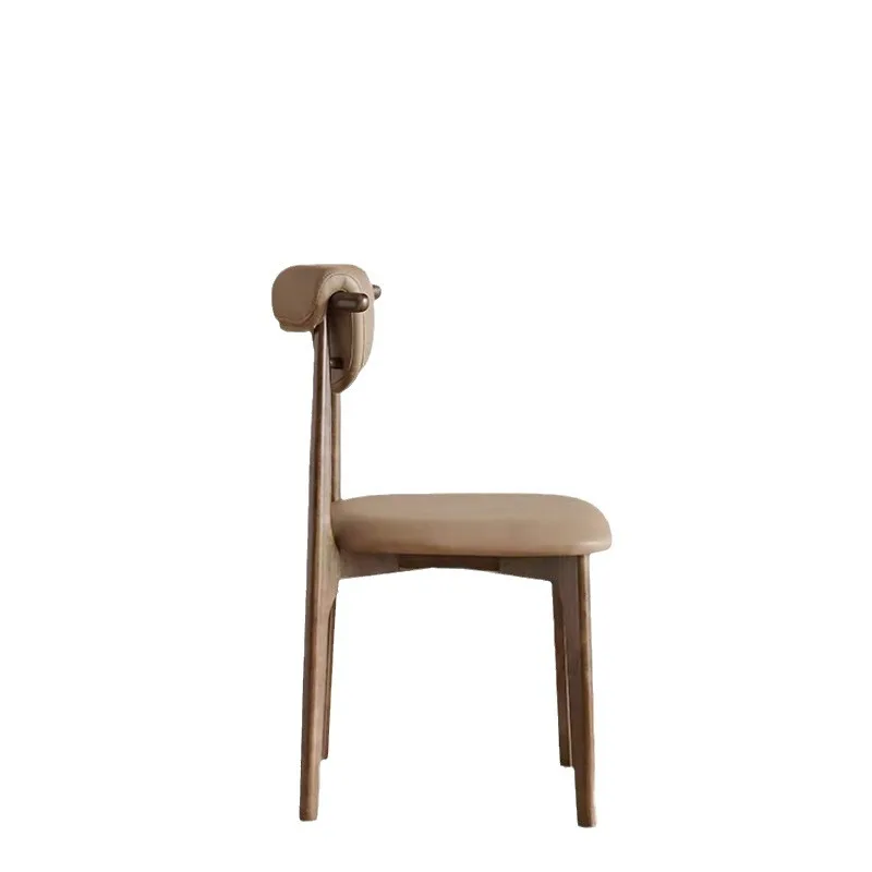 

Nordic solid wood home modern simple light luxury back chair hotel restaurant desk chair leather soft bag