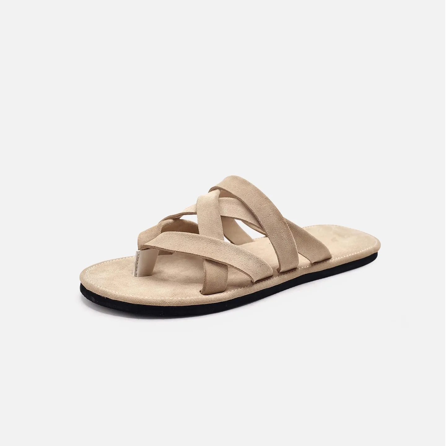 

High Quality Genuine Leather New Flip-flops Shoes Men Spring Summer Leather Sandals for Men British Retro Men's Sandal Slippers