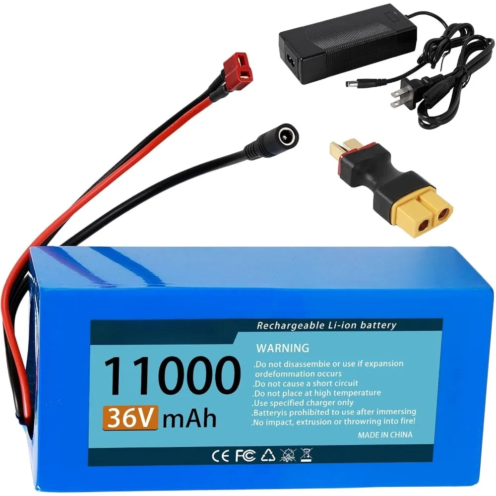 

36V Ebike Battery 36V Lithium Battery with 2A Charger, T-Plug, XT60 Connector and BMS for 250-650W Compatible with E-Bikes
