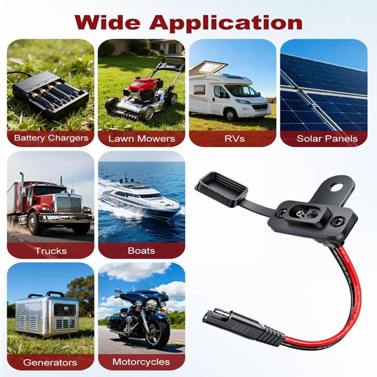 Motorcycle Battery Charging Port Mount SAE Extension Cable with Screws Motorcycle Battery Charger Bracket Port Mount view 5