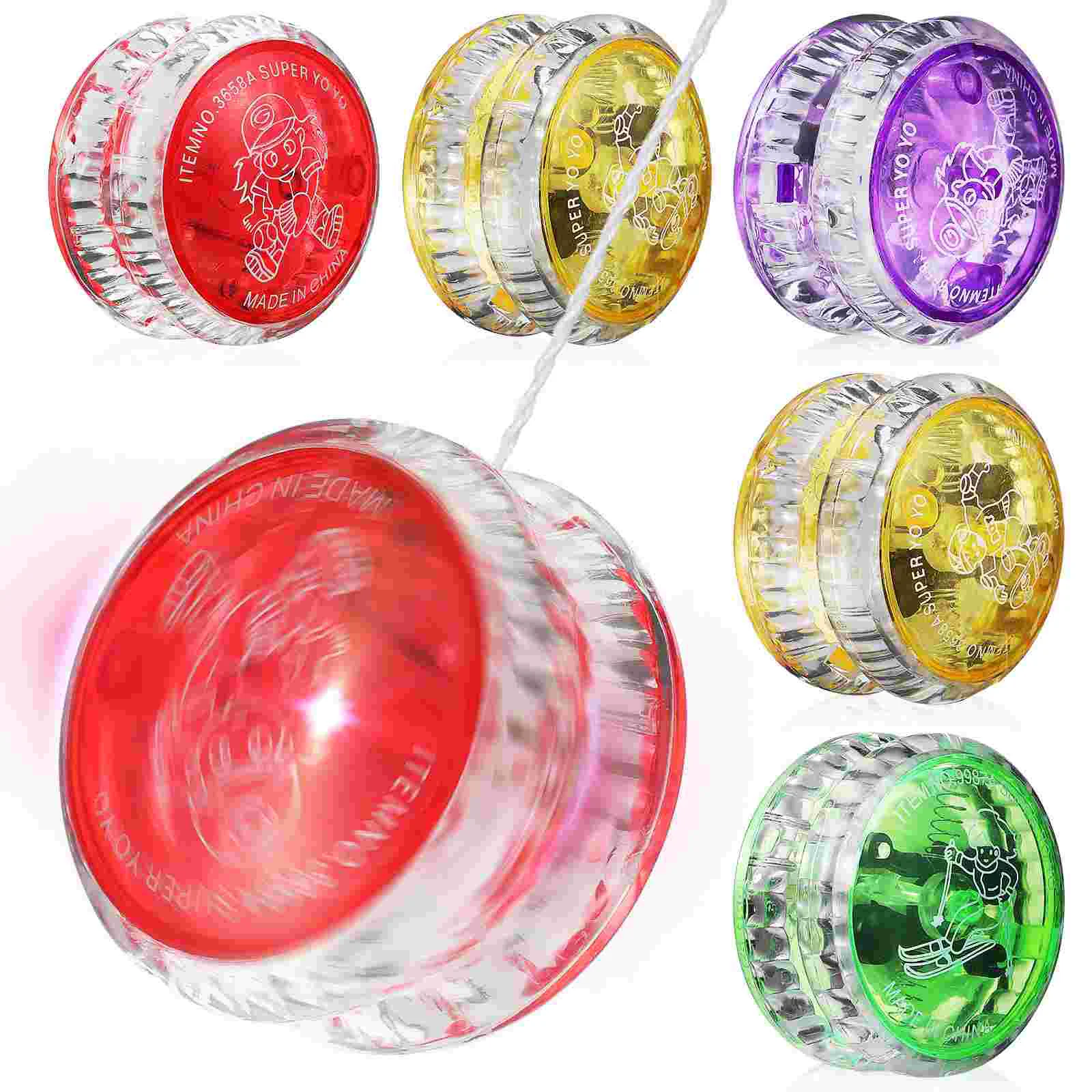 

6 Pcs Yo-yo Light up Balls for Adults Classic Fingertip Beginner Plastic Child Toy