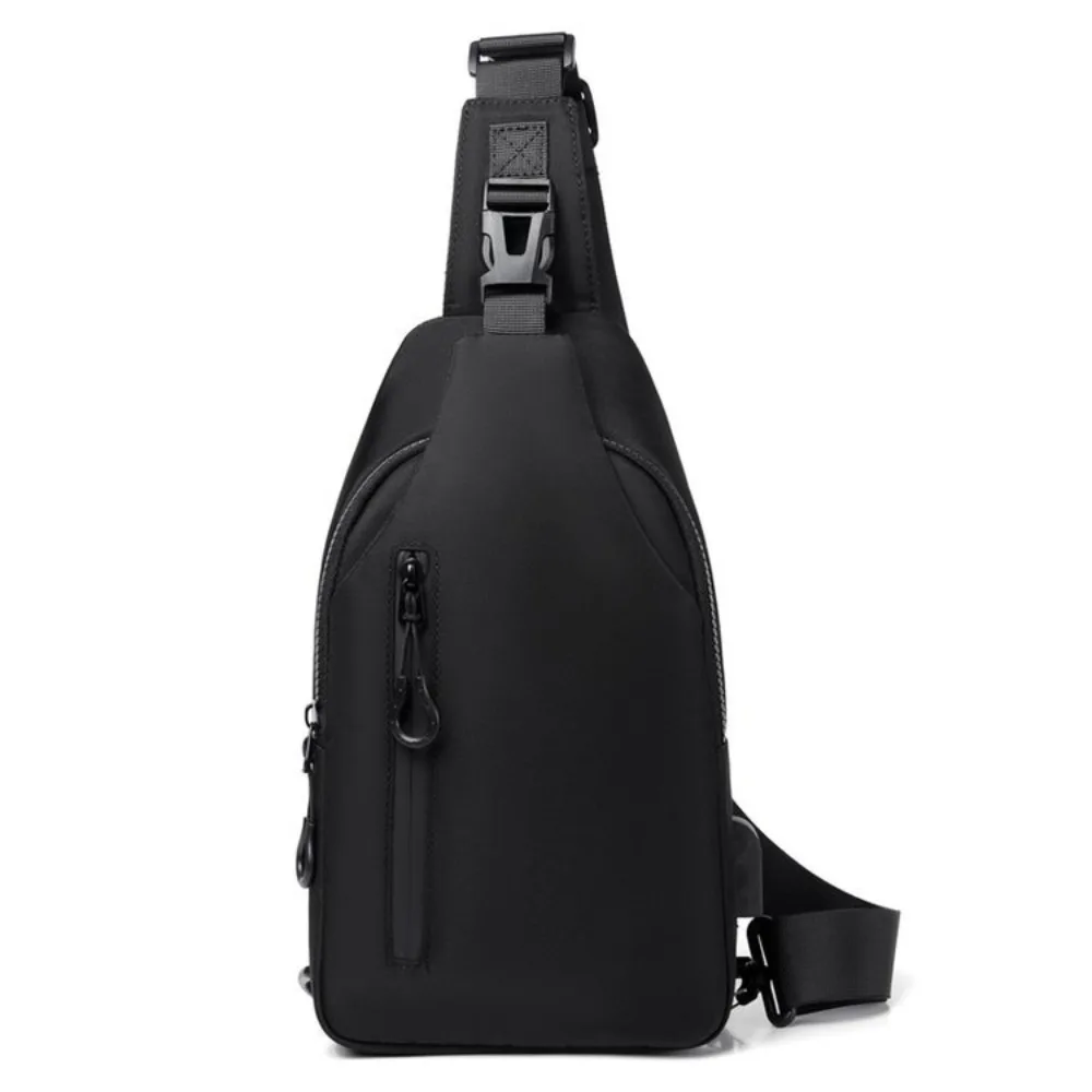 Fashion Nylon Chest Bag USB Charging Large Capacity Crossbody Bag Lightweight Men Handbag Travel