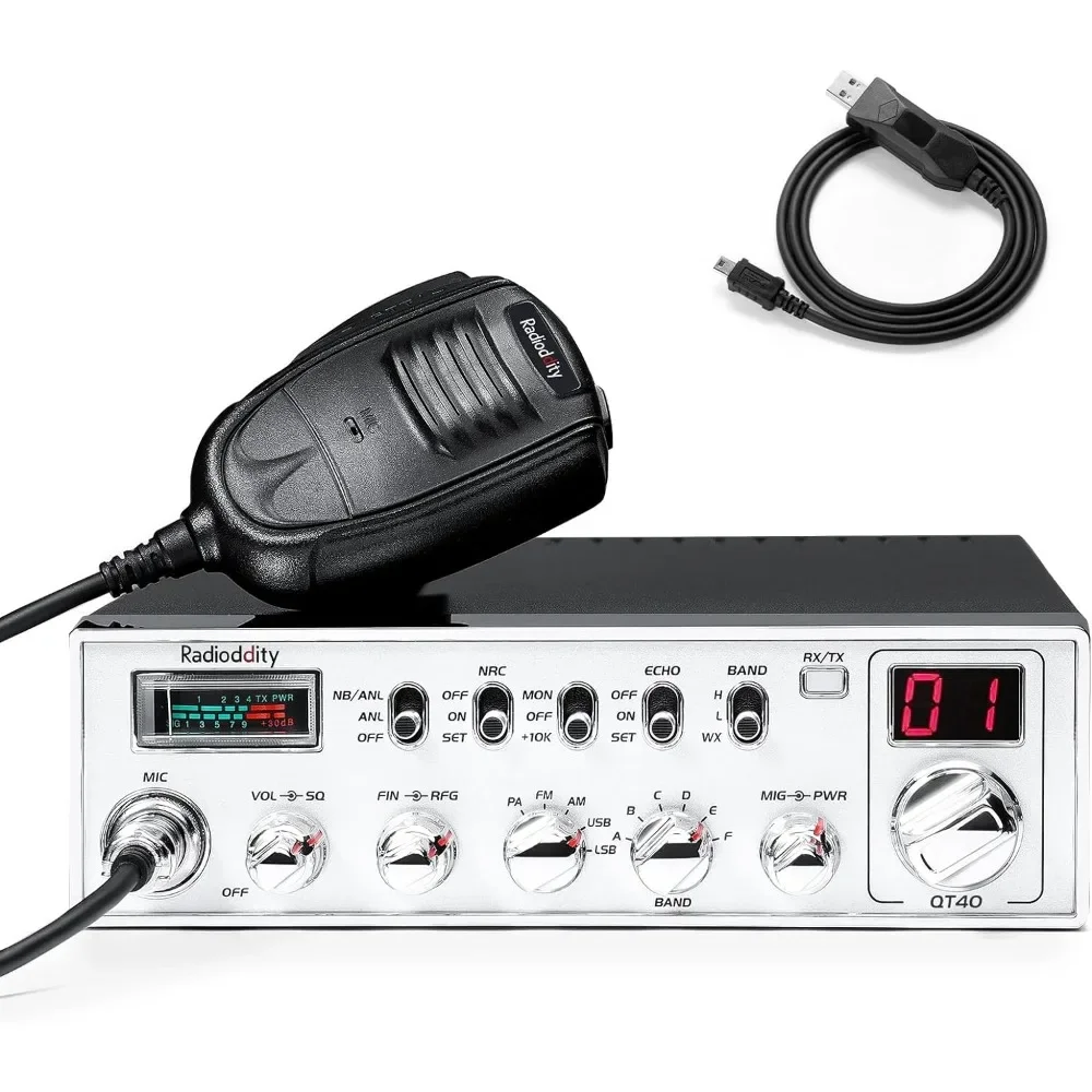 for QT40 10 Meter SSB Ham Radio, Digital Noise Reduction 40W High Power Amateur Radio with NOAA Alert, AM/FM/PA Mobile