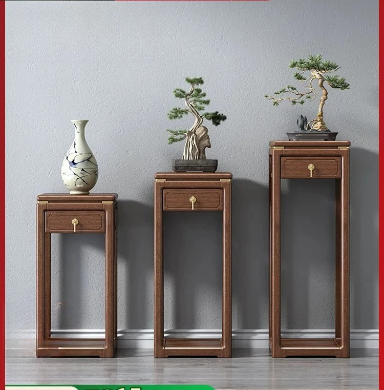 DSA solid wood flower stand walnut indoor storage window sill shelf balcony wooden flower pot living room shelf