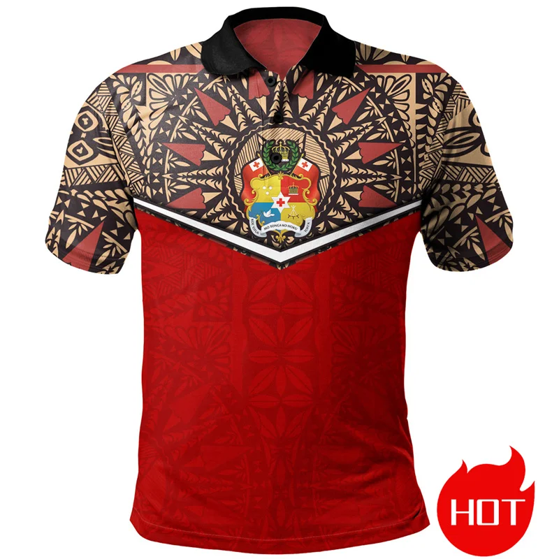 The Kingdom Of Tonga Flag Map 3D Printed Polo Shirt Tonga Coat Of Arms Graphic Polo Shirts Women Polos Polo T Shirt For Men Tops