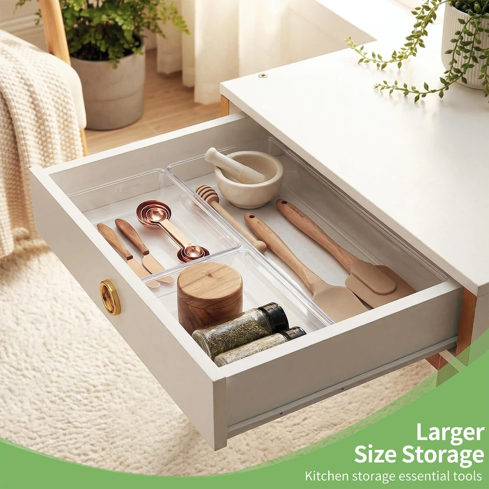 Drawer Organizers Plastic Clear Acrylic Non Slip Non Cracking kitchen drawer organizer Stackable Bathroom Drawer Organizer Trays
