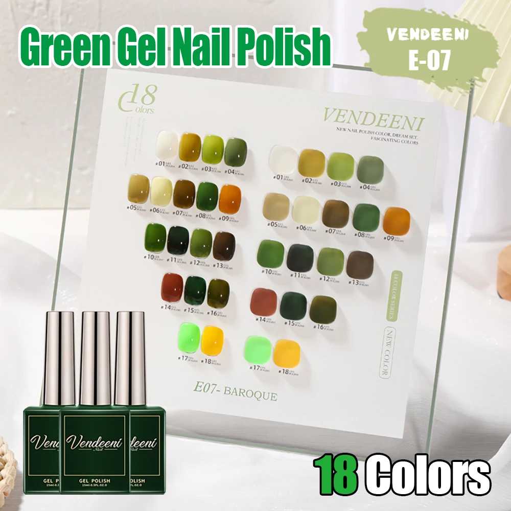 

Vendeeni 18 Color Summer Green Gel Nail Polish Semi Permanent UV LED Soak Off Gel Varnish For Manicure Nail Art Gel Lacquer 15ml