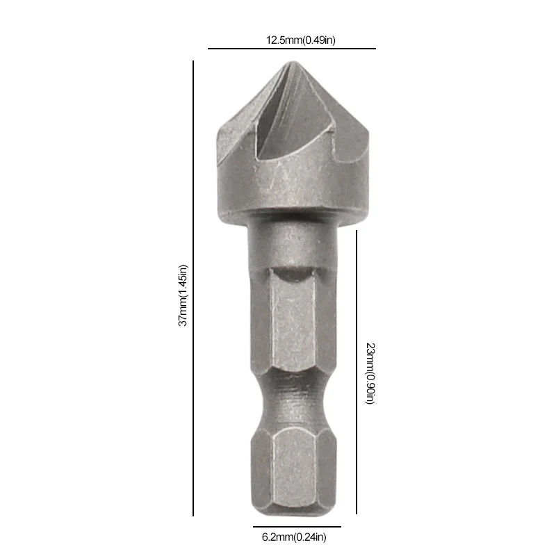 Hexagonal Shank Six-blade Chamfering Tool Carbon Steel Sandblasting Chamfering Knife Woodworking Hole Opener Countersink