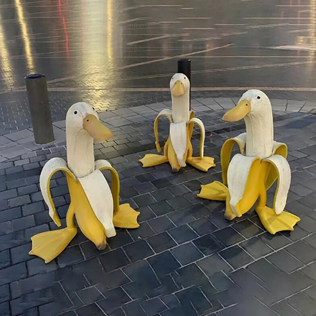 Bananen-Ente, kreative Gartendekoration, Skulpturen, Hof, Vintage-Gartendekoration, Kunst, skurrile geschälte Bananen-Ente, Heimstatuen, Kunsthandwerk – Detail 6