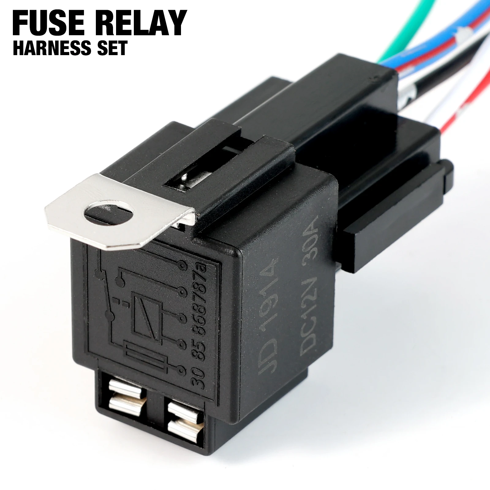 

1pcs 30Amp Automotive Harness Set Fuse Relay With Interlocking Socket Heavy Duty For Truck Car Van Motorcycle Boat 5-pin 12V DC