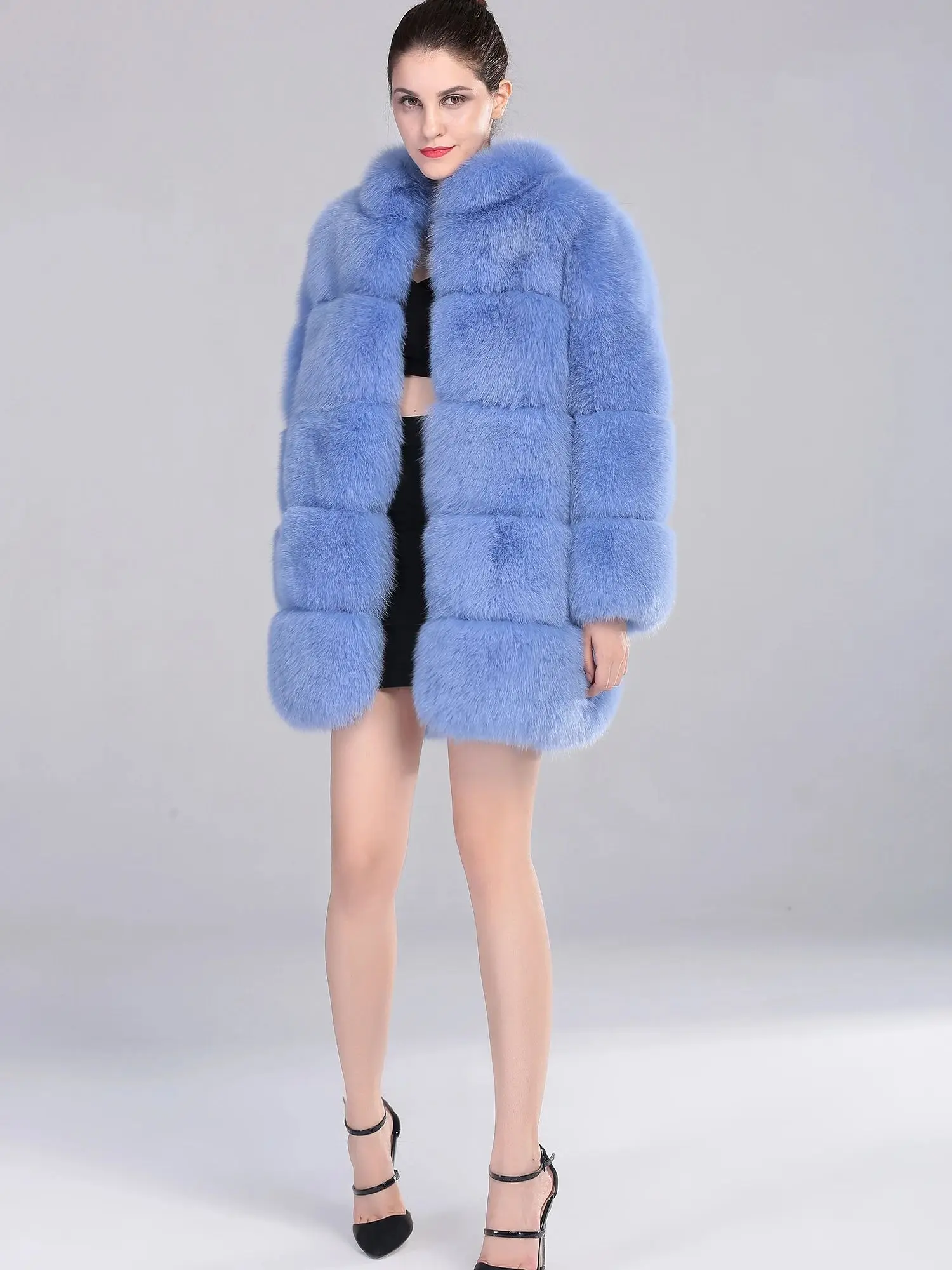 Warm Thick Wholesale Fashion Ladies Regular Length Fluffy Real Fox Fur Coat Custom Winter Women Fur Coat