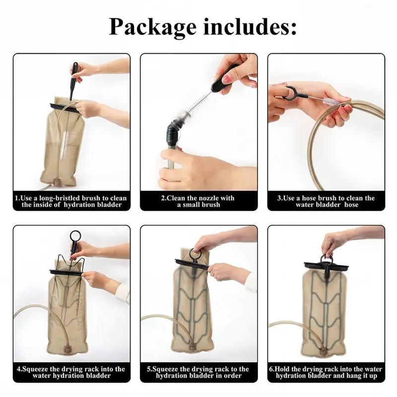 ABUI-Water Reservoir Backpack And Hydration Bladder Cleaning Kit Brushes And Drying Bladder Frame