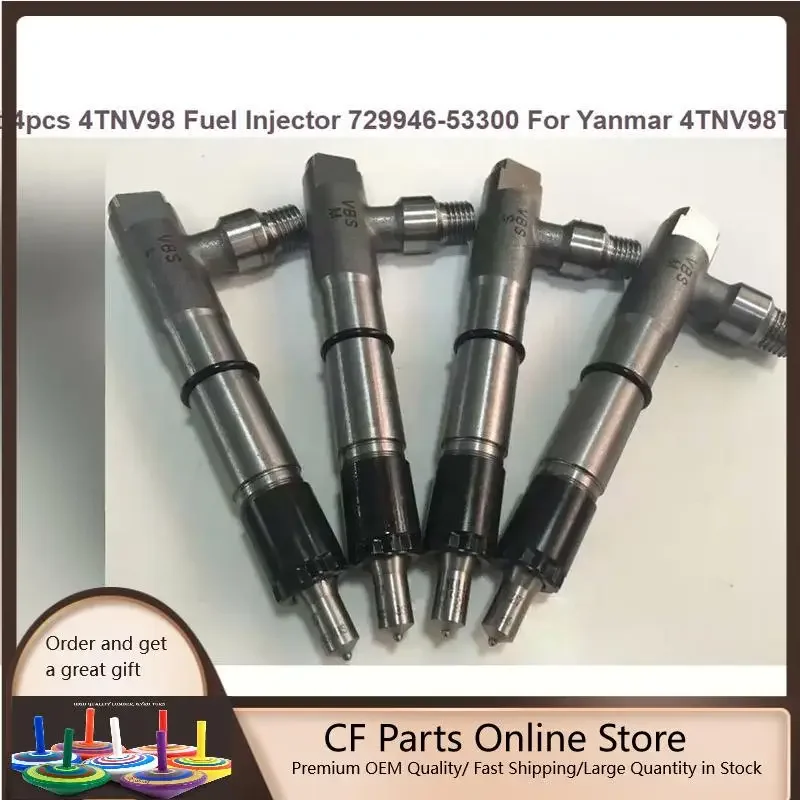 

4 PCS Fuel Injector 729946-53300 For Yanmar 4TNV98 4TNV98T Engine