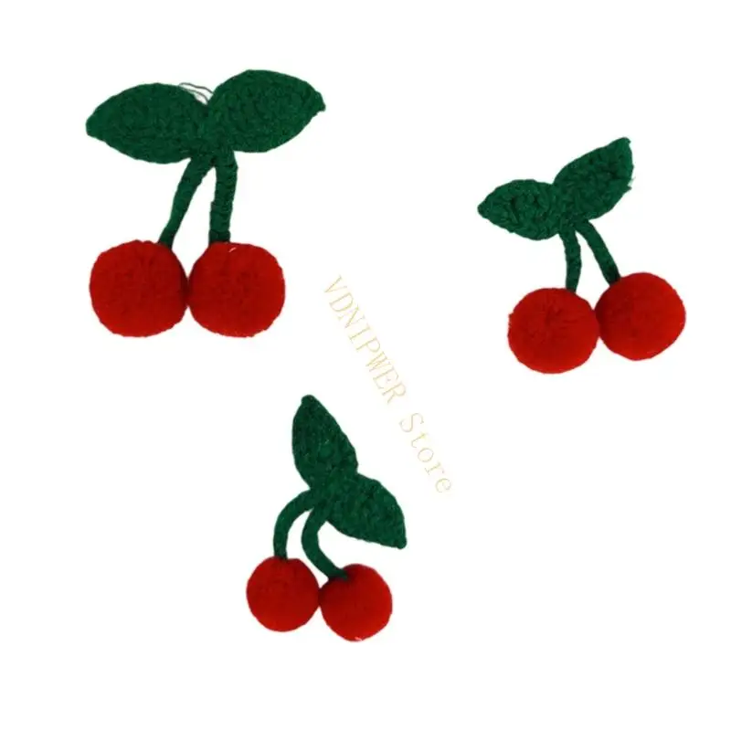 

4Pcs Knitted Cherry Decors Reusable Fabric Accessories For Fashion DIY D08E