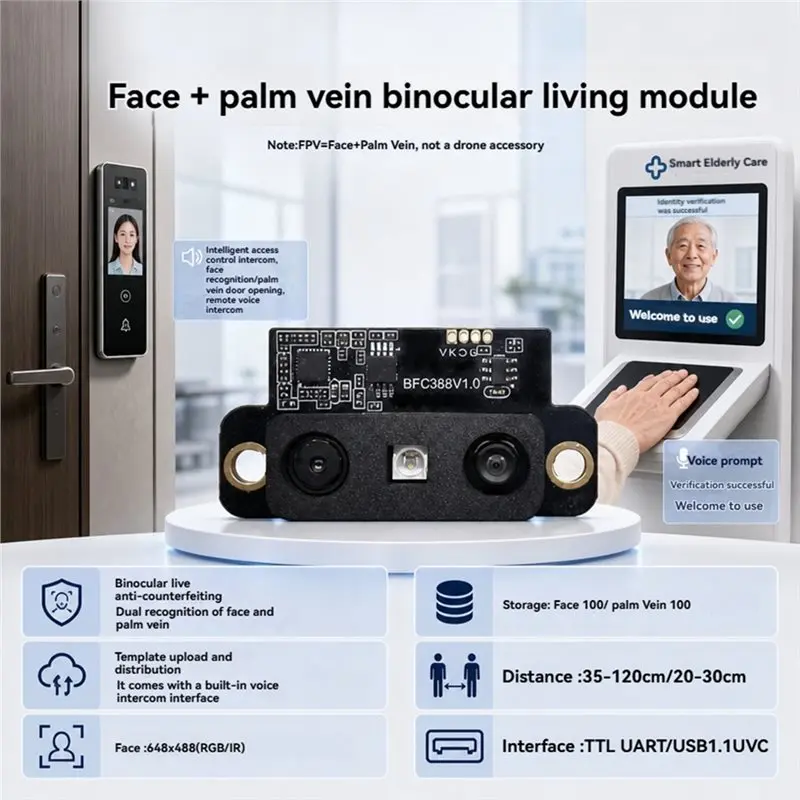 Bestseller FPV30S 1PCS 2-In-1 Face& Palm Vein Recognition Biometric Module:Liveness Detection And Capture Functionality