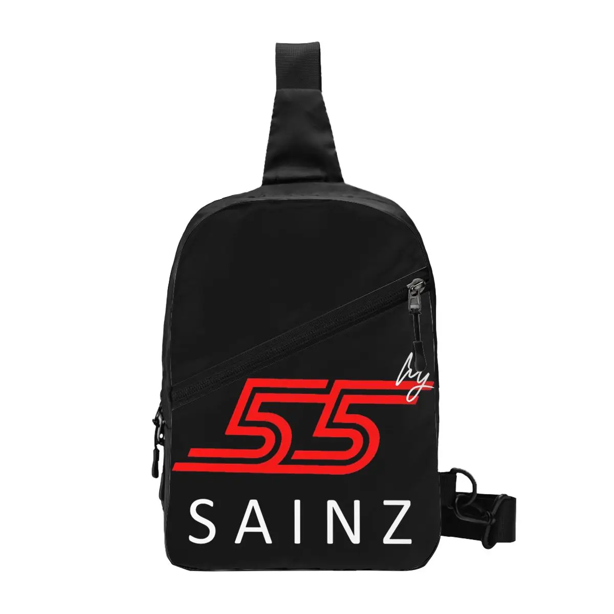 Carlos Sainz Jr F1 Signature Graphic - Bolsa de peito escura masculina estilingue mochila crossbody bolsa de peito viagem caminhadas mochila bolsa de ombro