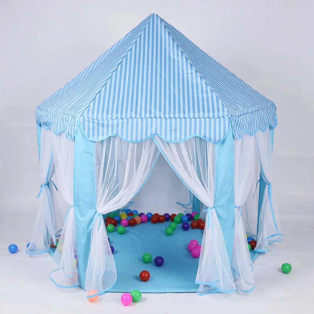 Tienda de juegos hexagonal para niños, castillo grande azul para interiores y exteriores, tela Oxford, casa de juegos para niños, casa de juegos para niñas, Castillo para niñas