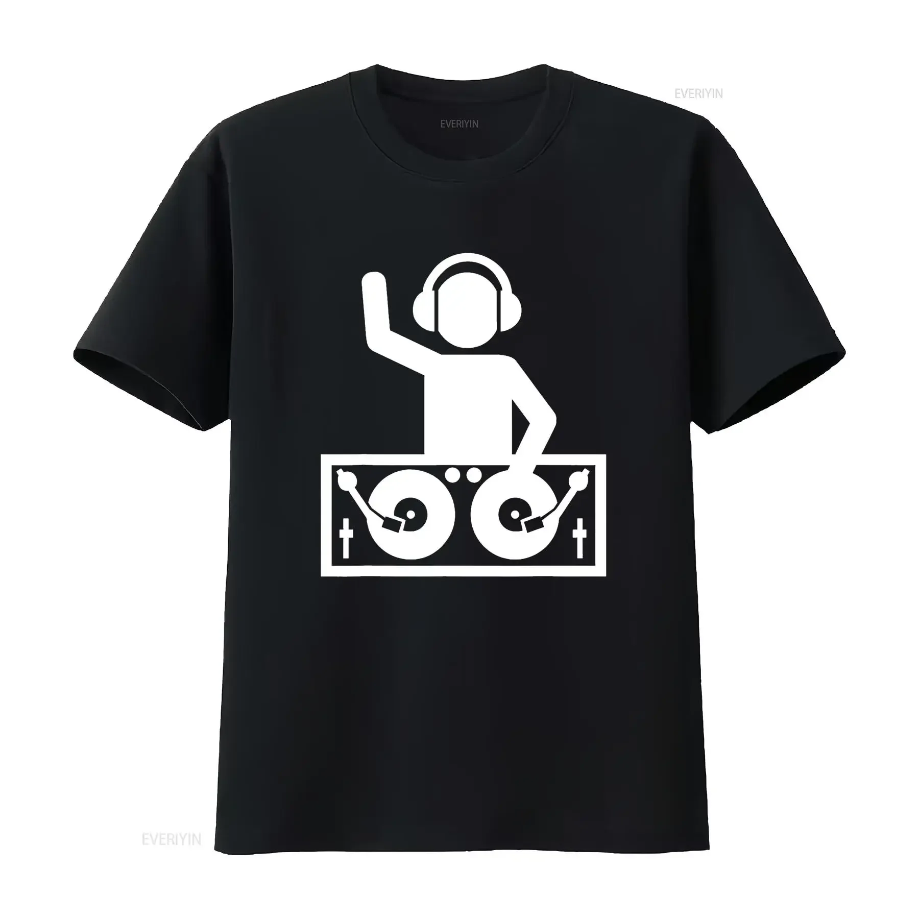 DJ with turntables T Shirt vintage Washed Comfortable Top For Everyday Wear streetwear fashion designer clothes Casual Soft
