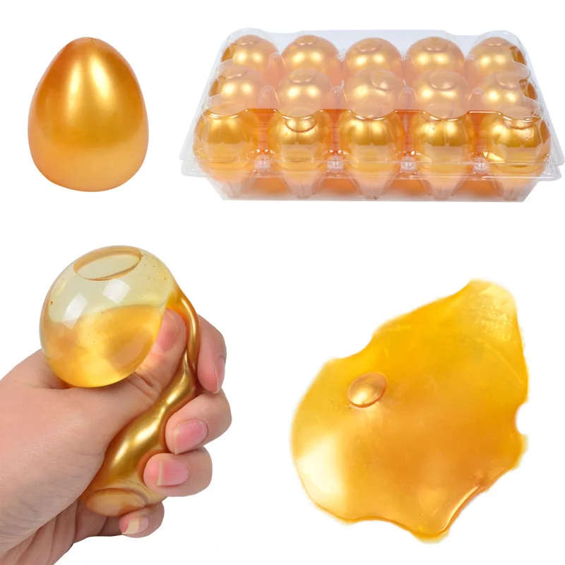 

1PC Squeeze Ball Toys Soft TPR Gold Eggs Antistress Stress Relief Hand Fidget Toy Squishy Stressball for Kids Adults