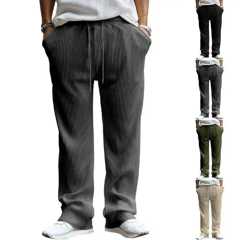 

Casual Wide Leg Men's Pants Spring Autumn Floral Patterned Loose Dstring Straight Cut Large Size Long Trousers for Men