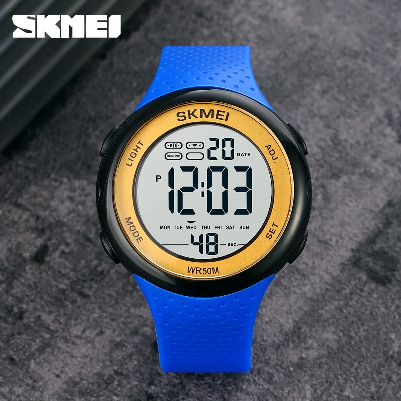 SKMEI Fashion LED Electronic Sport Watches Count Down Stopwatch Clock 5Bar Waterproof Men Wristwatch montre homme Watch 1856