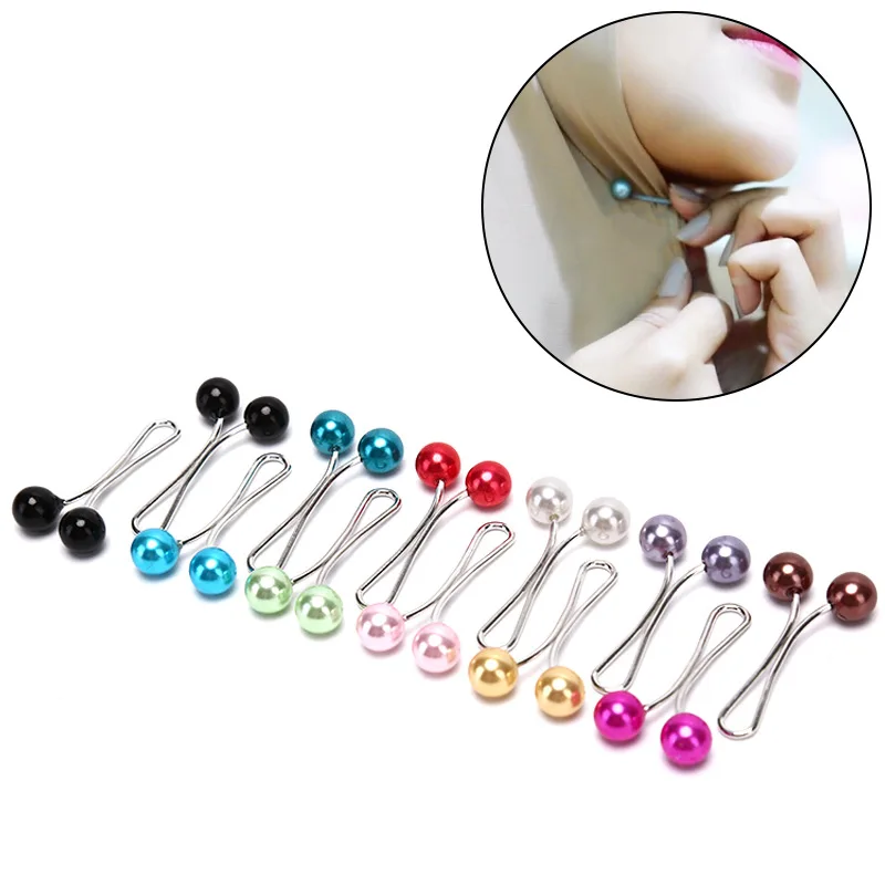 12 teile/los Drop Perlen Pins Muslimische Frauen Schal Schal Clips Dame Schals Hijab Für Frauen Perle Brosche Pin Multicolor Hijab clips