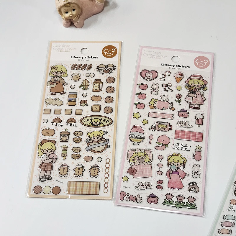 Pegatinas decorativas de cristal Kawaii Girl, calcomanías para manualidades, álbum de recortes, diario, etiqueta adhesiva, Cuenta de mano, papelería