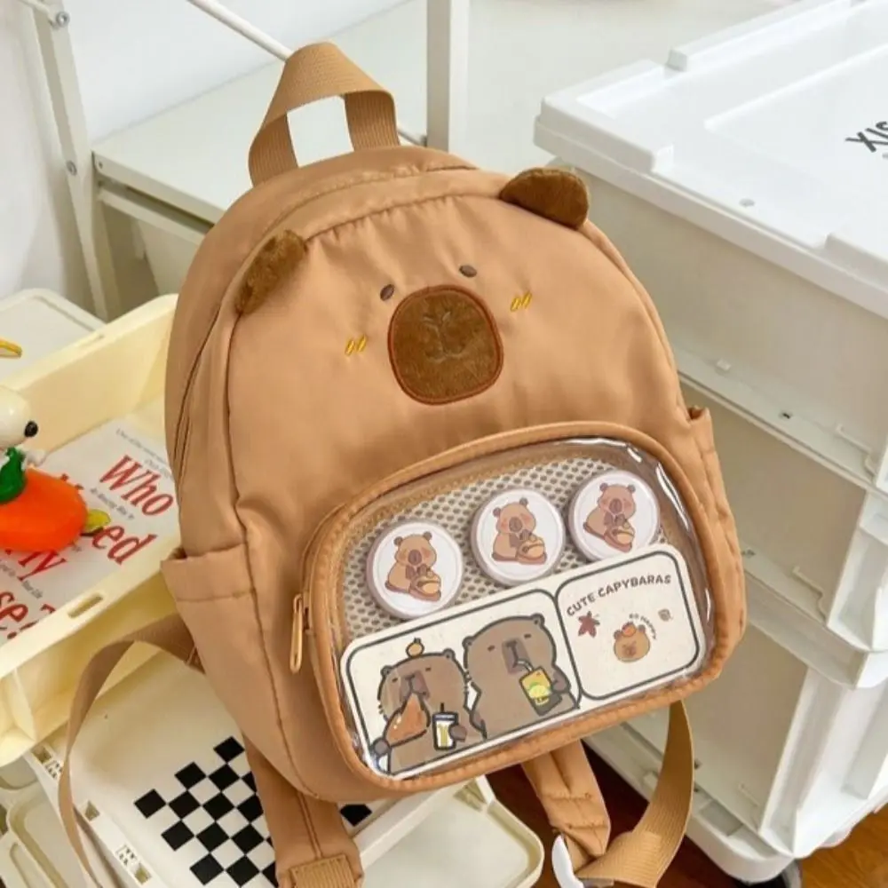 Casual Large Capacity Capybara Student Bag Cartoon Creative Anime Expo Ita Bag Fashion Kawaii Badge Display Backpack JK