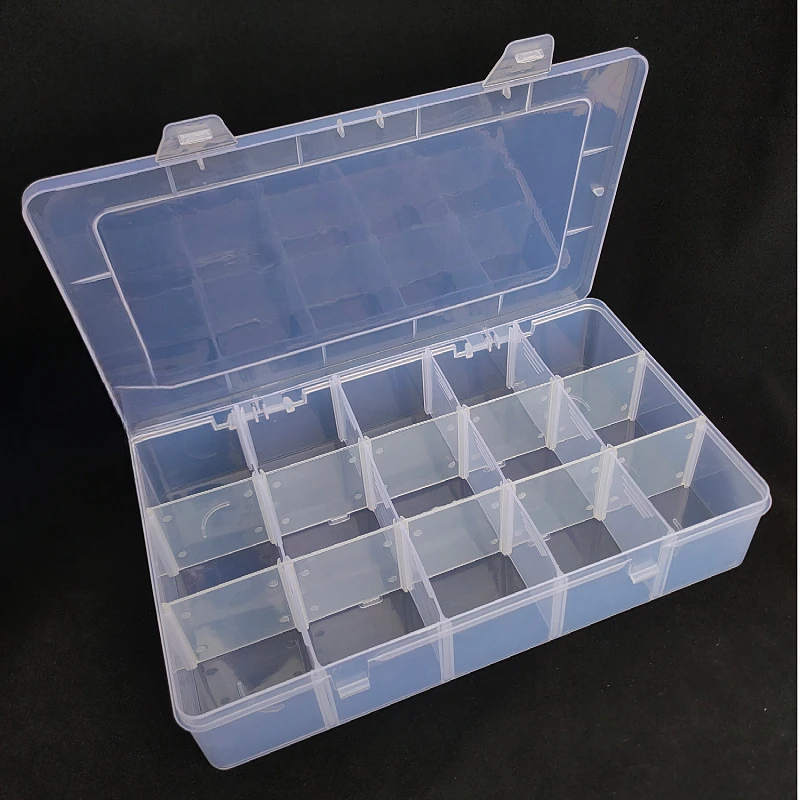 Boîte de rangement en plastique réglable à 15 compartiments, avec séparateurs amovibles, pour bijoux, perles et travaux manuels