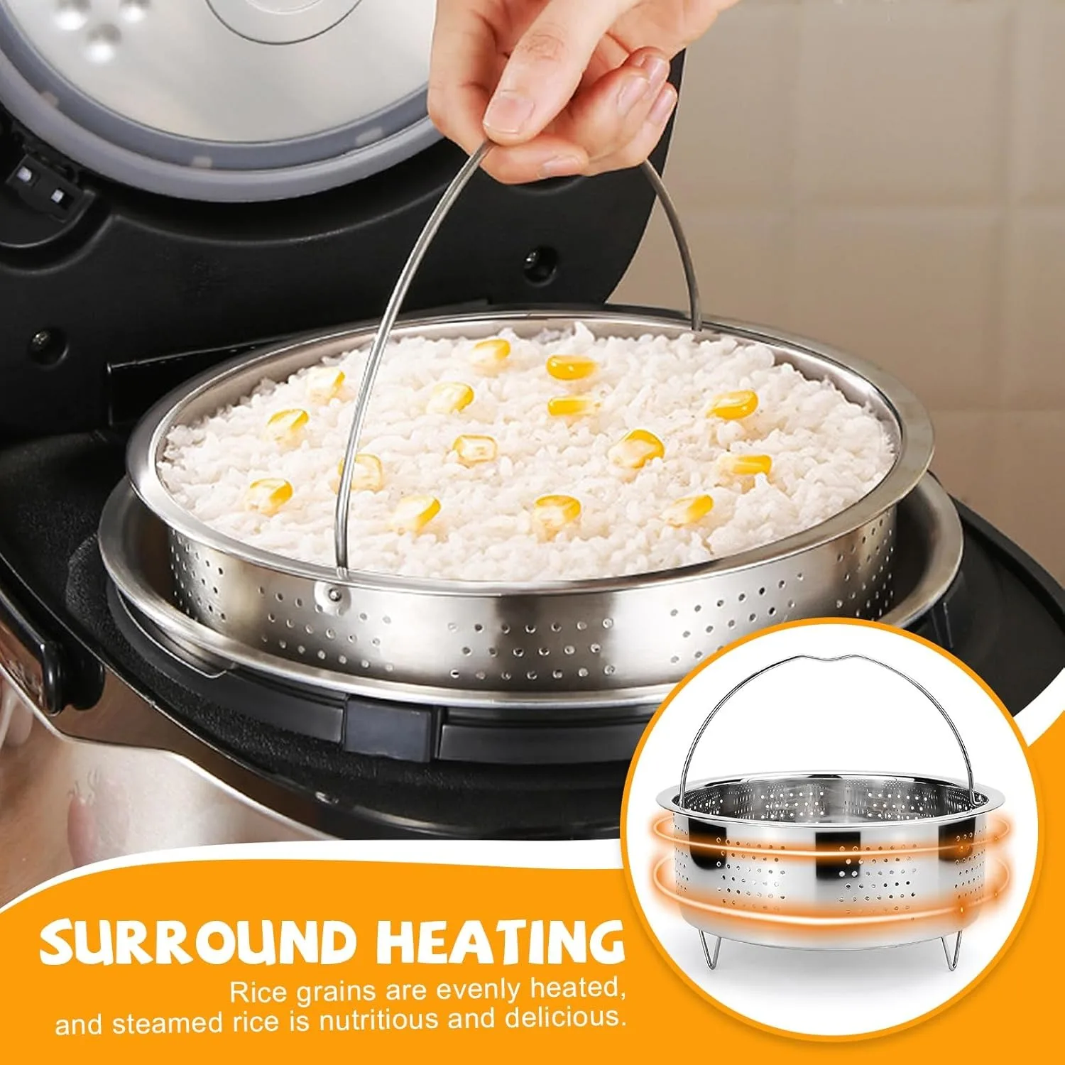 Steamer Insert Stainless Steel 304 Steamer Insert Pots Steam Basket Pressure Cooker Steaming Vegetables Fruits Eggs