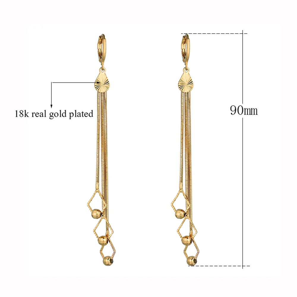 Women\'s Long Tassel Drop Earrings For Women Female Gold Color Elegant Kpop Bridal Party Jewelry Oorbellen