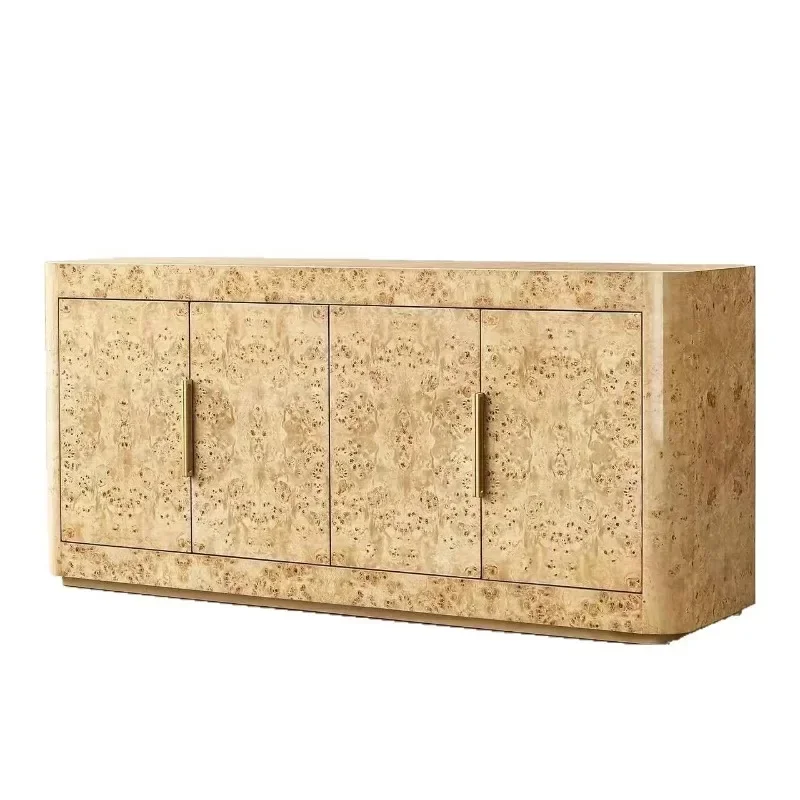 American rural light luxury solid wood with pumped tree tumour bark living room TV cabinet storage cabinet villa model room