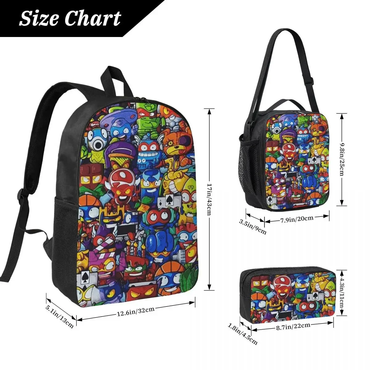New Super Zings Cartoon Game Superzings Backpack BookBag School Bag Laptop Shoulder Bags 3ps Insulated Lunch Bag Pencil Case