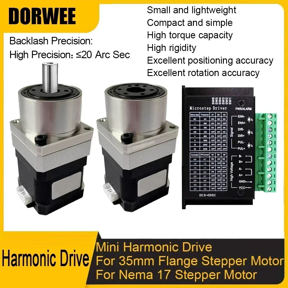 Mini Harmonic Drive For Stepper Motor High-precision Robot Manipulator Arm Joint Rotating Platform Cam Divider 4 axis DD Motor